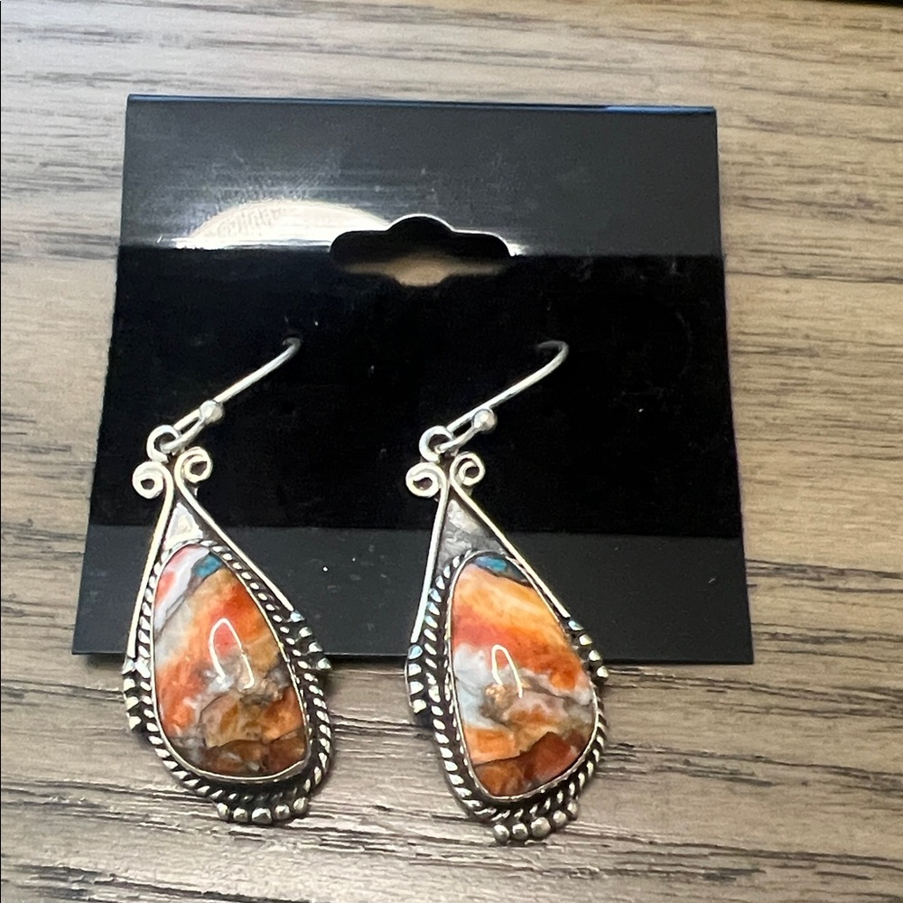 Spiney Turquoise Dangle Sterling Silver Earrings